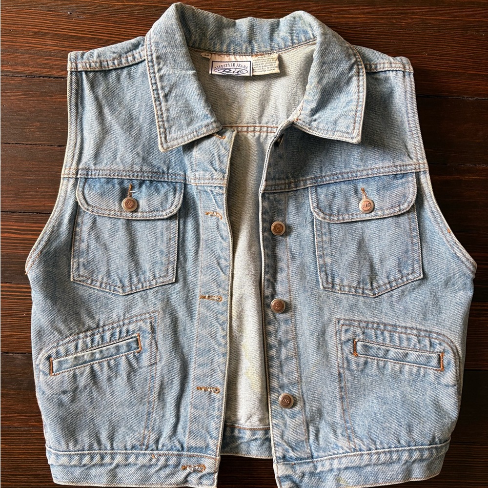 Denim Vest with Button Closure